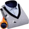 2025 Autumn  Winter New Wholesale Warm Shirt Plus Fleece Thickened Men's Sweater Base Top Men's Casual Loose Long-sleeved Shirt