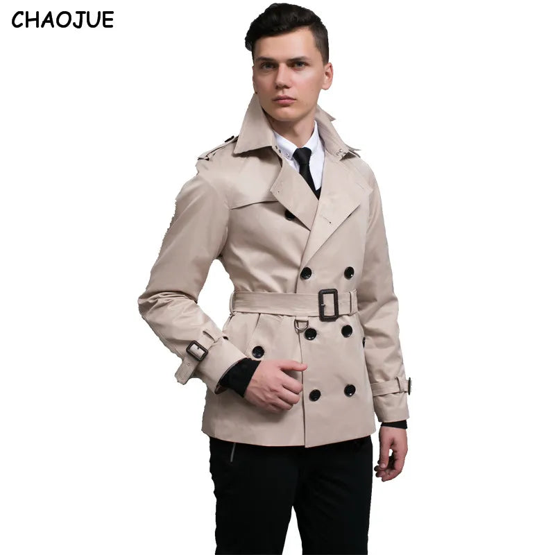 CHAOJUE New Men's Trench Coat England Quality Beige Trenchcoat Plus Size 3XL Mens Trench Coat  Male Slim Fit Jacket For Gift