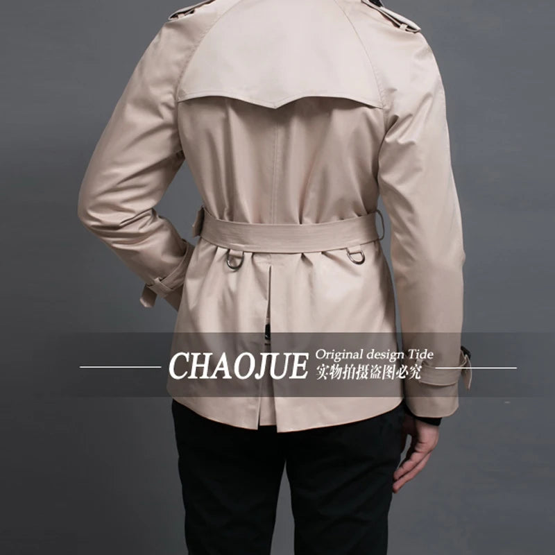 CHAOJUE New Men's Trench Coat England Quality Beige Trenchcoat Plus Size 3XL Mens Trench Coat  Male Slim Fit Jacket For Gift