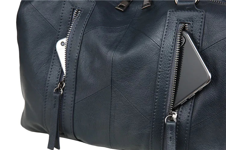 Woman Bags 2022 Genuine Leather Bag Women Handbag Casual Handbags Top Quality Double Zipper Pocket Boston Shoulder Crossbody Bag