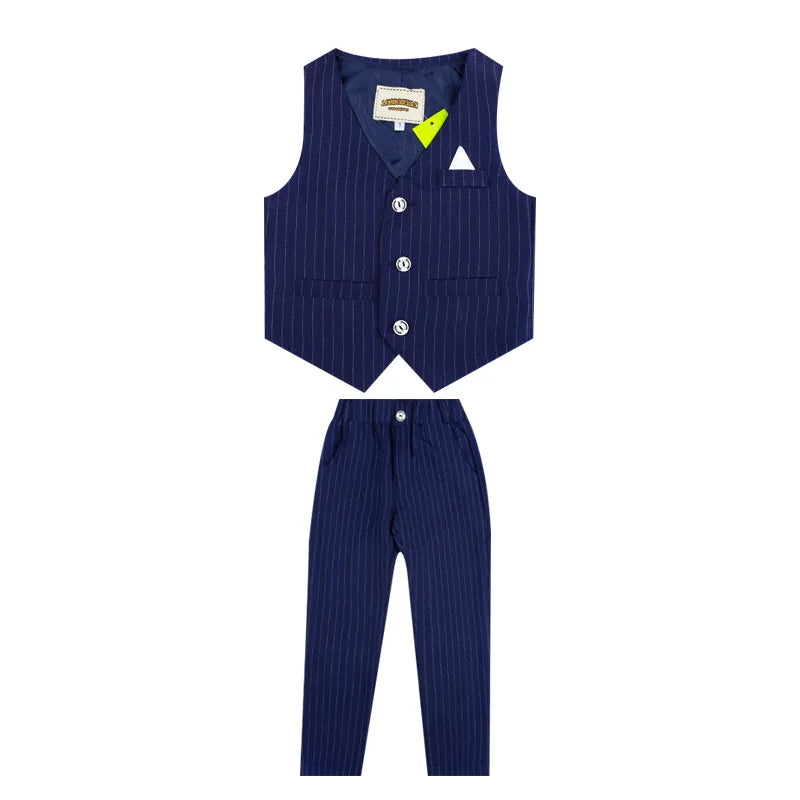 Flower Boys Formal Suits Vest Pants 2pcs School Kids Weeding Birthday Dress Children's Day Chorus Show Piano Performance Costume