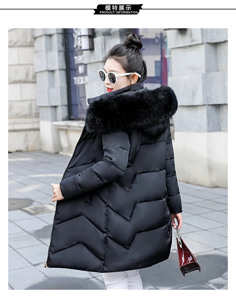 Autumn Warm Female Jacket Korean New 2024 Hooded Winter Jacket Women Parkas Female Long Outerwear Cotton Winter Coat Women