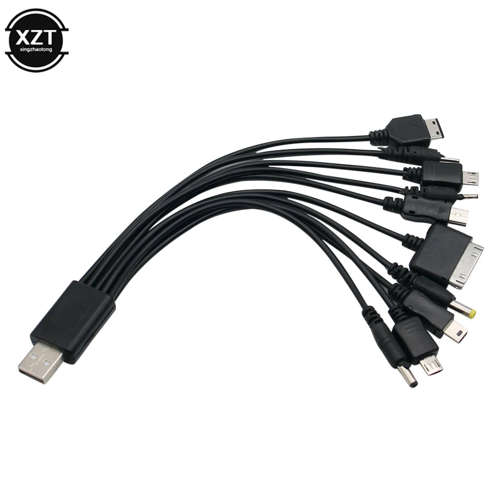 Universal 10 in 1 USB Multi Function Charger Retractable Portable Phone Cable For Various Cellphone Charging Cable Cord