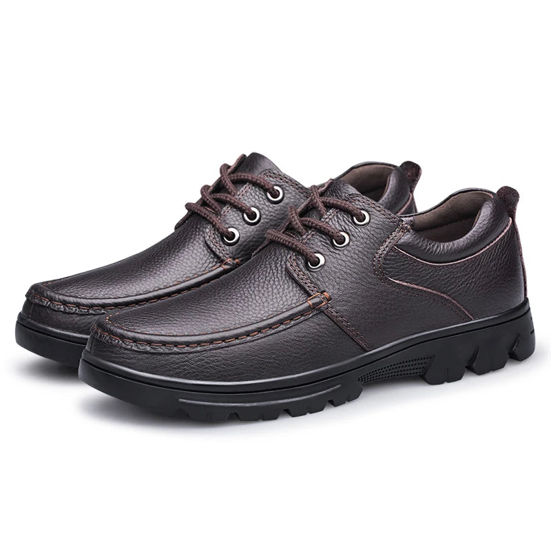 Autumn Winter Men Natural Genuine Leather Shoes Casual Business Office Black Brown Plus Big Size 48 49 50