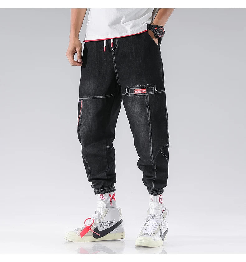 2023 New Streetwear Hip Hop Cargo Pants Men's Jeans Elastic Harun Joggers In Autumn and Spring Men ClothIng