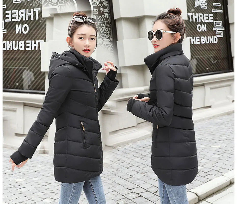 Fashion Winter Jacket Women Big Fur Belt Hooded Thick Down Parkas X-Long Female Jacket Coat Slim Warm Winter Outwear 2019 New