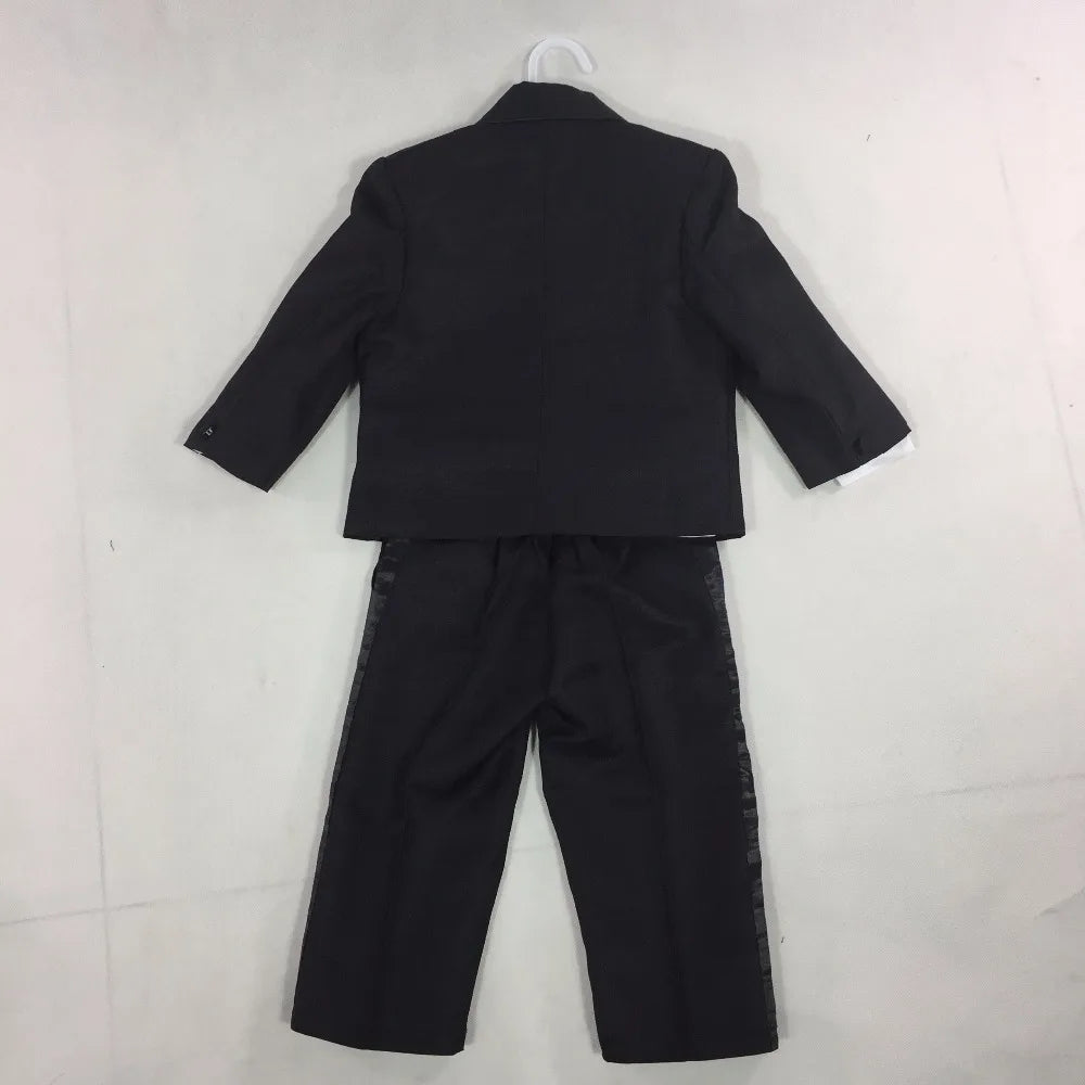 2023 Baby Boy Classic Tuxedo black/white suits Infant Baptism Wedding Suit Toddler Formal Party Christening Church Outfit  4PCS