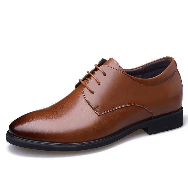 2023 Newly Men's Cowhide Leather Shoes Size 37-43 6CM Increasing Britis Leather Office Shoes Man Height Leather Shoes