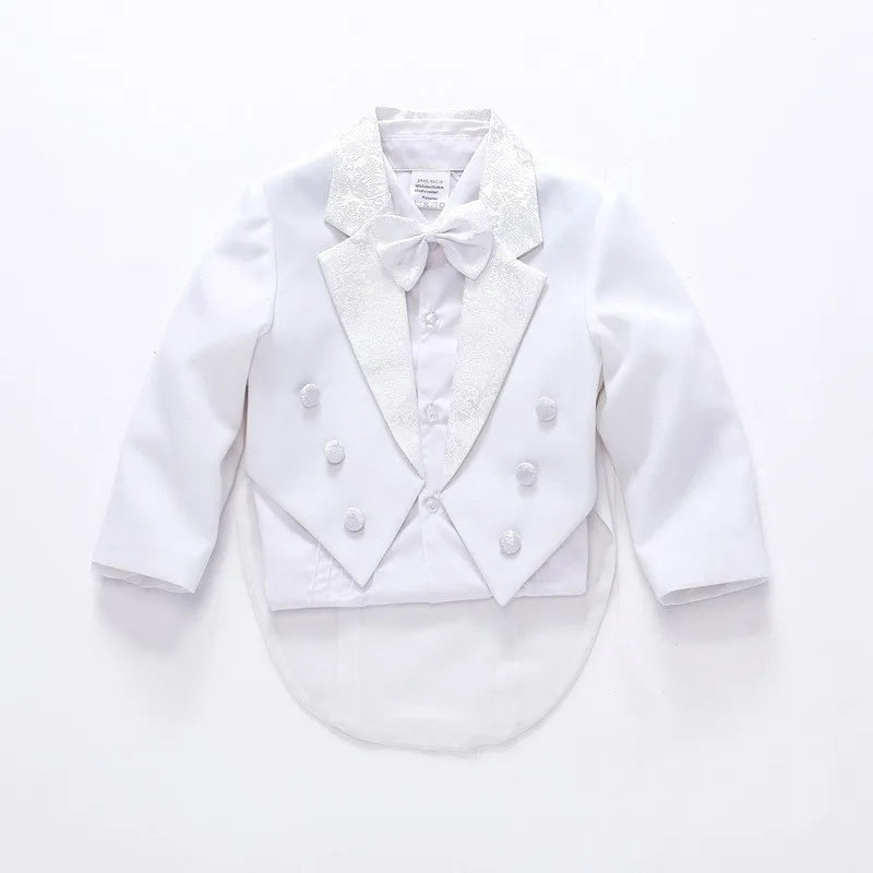 2023 Baby Boy Classic Tuxedo black/white suits Infant Baptism Wedding Suit Toddler Formal Party Christening Church Outfit  4PCS