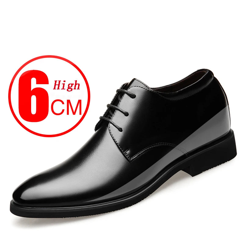 2023 Newly Men's Cowhide Leather Shoes Size 37-43 6CM Increasing Britis Leather Office Shoes Man Height Leather Shoes