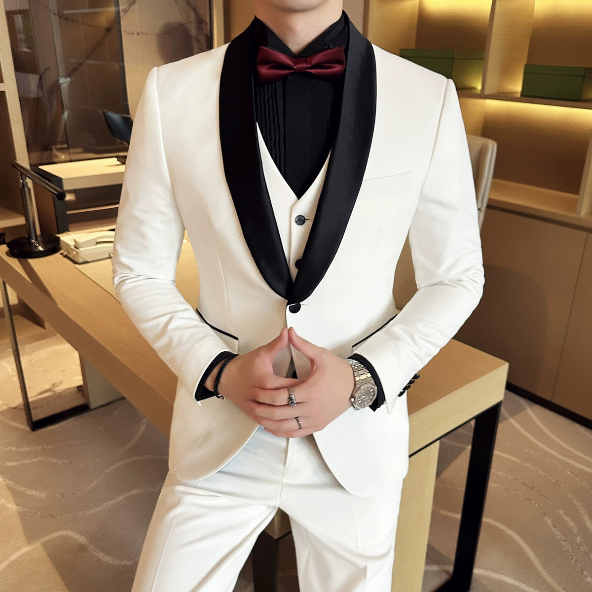 Wedding Silm Business Simplicity Three-Piece Suit for Bridegroom