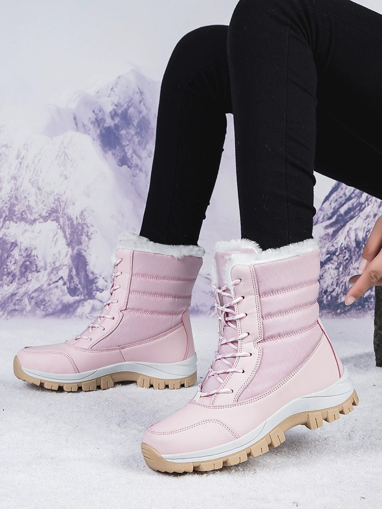 Winter Women's Shoes Huaqiang Warrior Fleece-lined Thickening Thermal Cotton Shoes Non Slip Knee Socks Thick Cotton Boots Student Soft Bottom Snow Boots