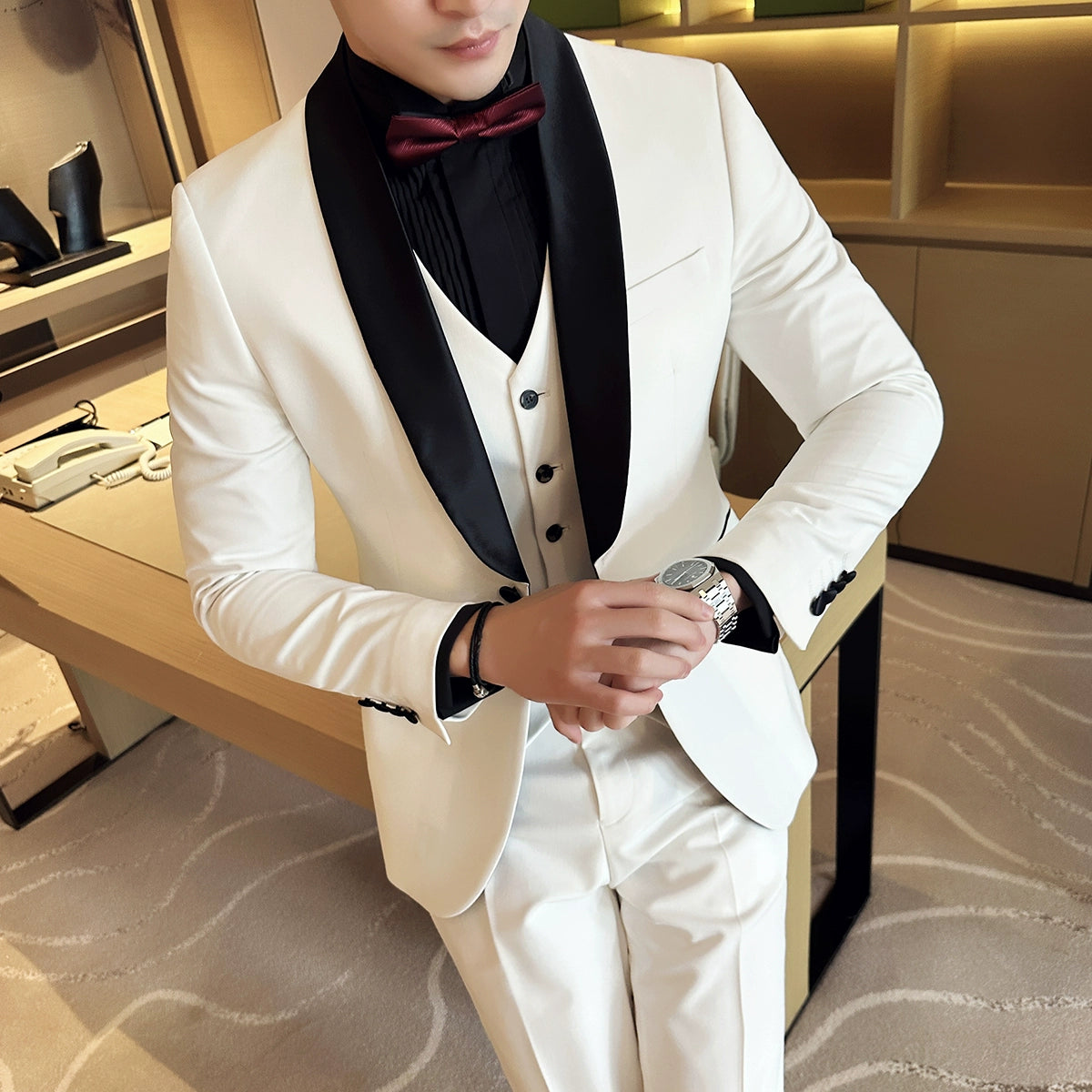 Wedding Silm Business Simplicity Three-Piece Suit for Bridegroom