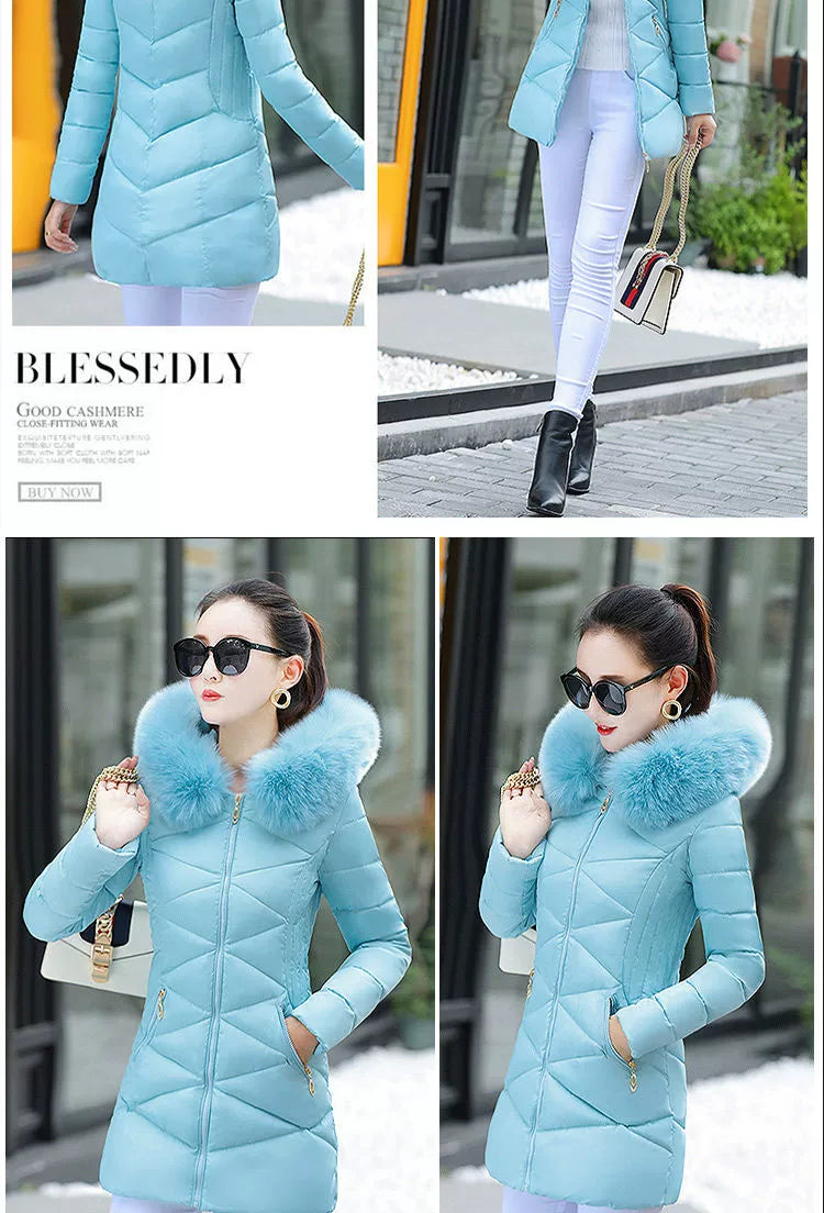 Mid Length Long Length Winter Cotton-Padded Jacket Slim-Fit Women's down Jacket