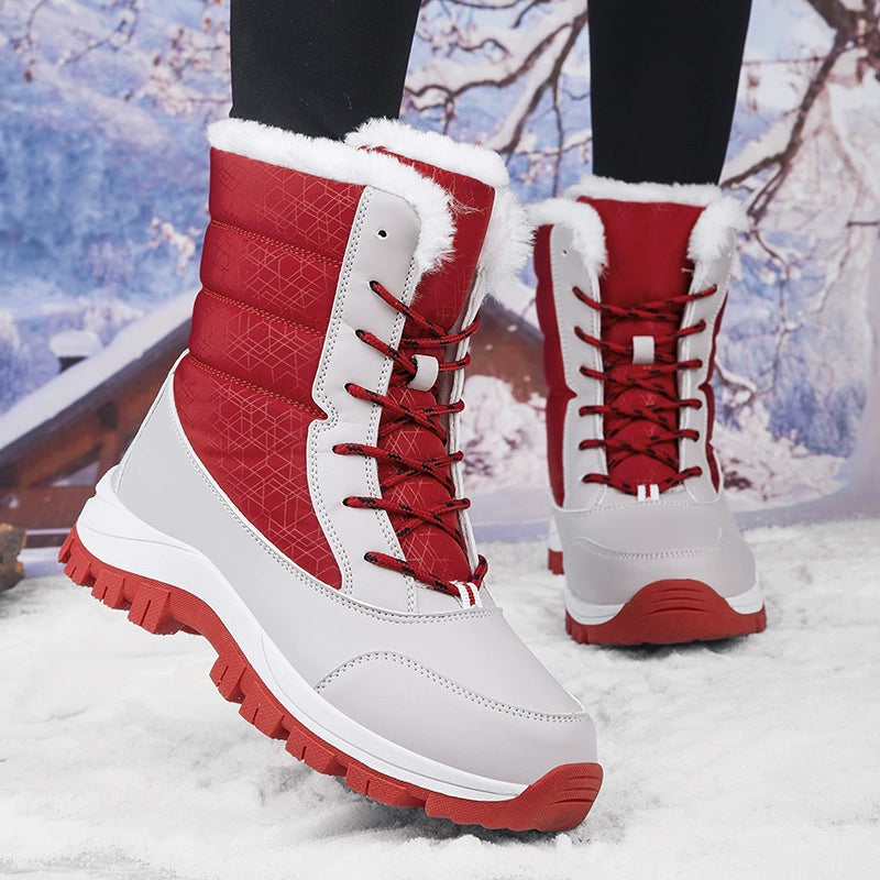 Winter New Women's Shoes Fleece-lined Thickening Thermal Cotton Shoes Leather Waterproof Non Slip Thick Cotton Boots Northeast Outdoor Snow Boots