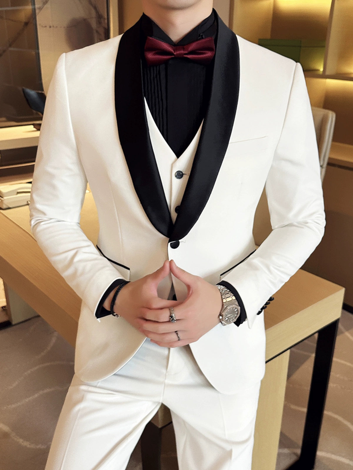 Wedding Silm Business Simplicity Three-Piece Suit for Bridegroom