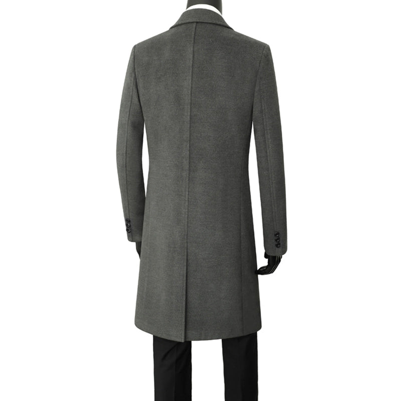 Men's Pure Color 2024 Autumn and Winter Men's Wear K-style New Arrival Wool Woolen Mid Length Long Length Trench Coat Outwear Reversible Woolen Coat