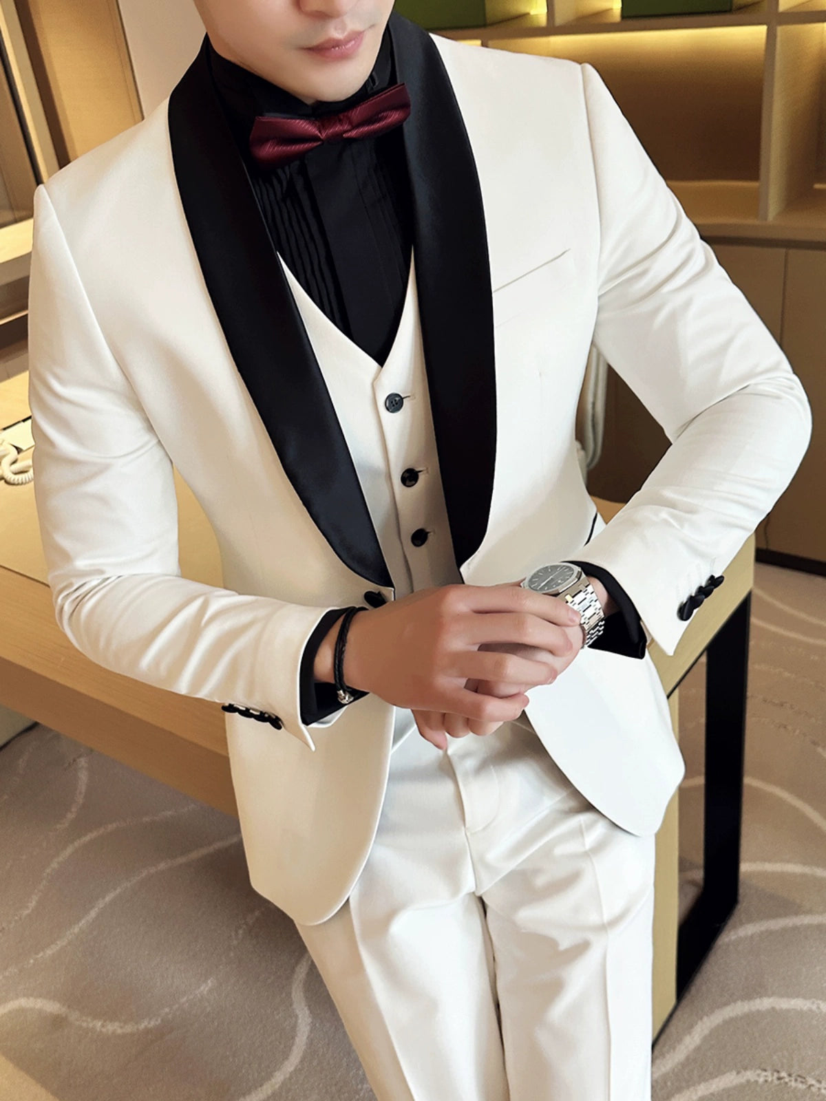 Wedding Silm Business Simplicity Three-Piece Suit for Bridegroom