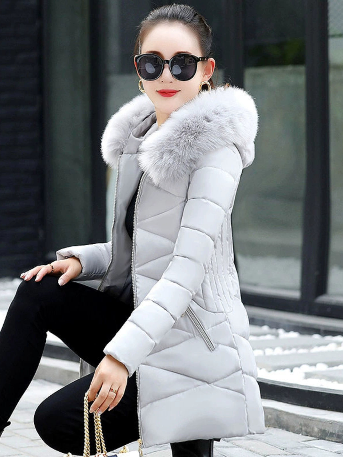 Mid Length Long Length Winter Cotton-Padded Jacket Slim-Fit Women's down Jacket