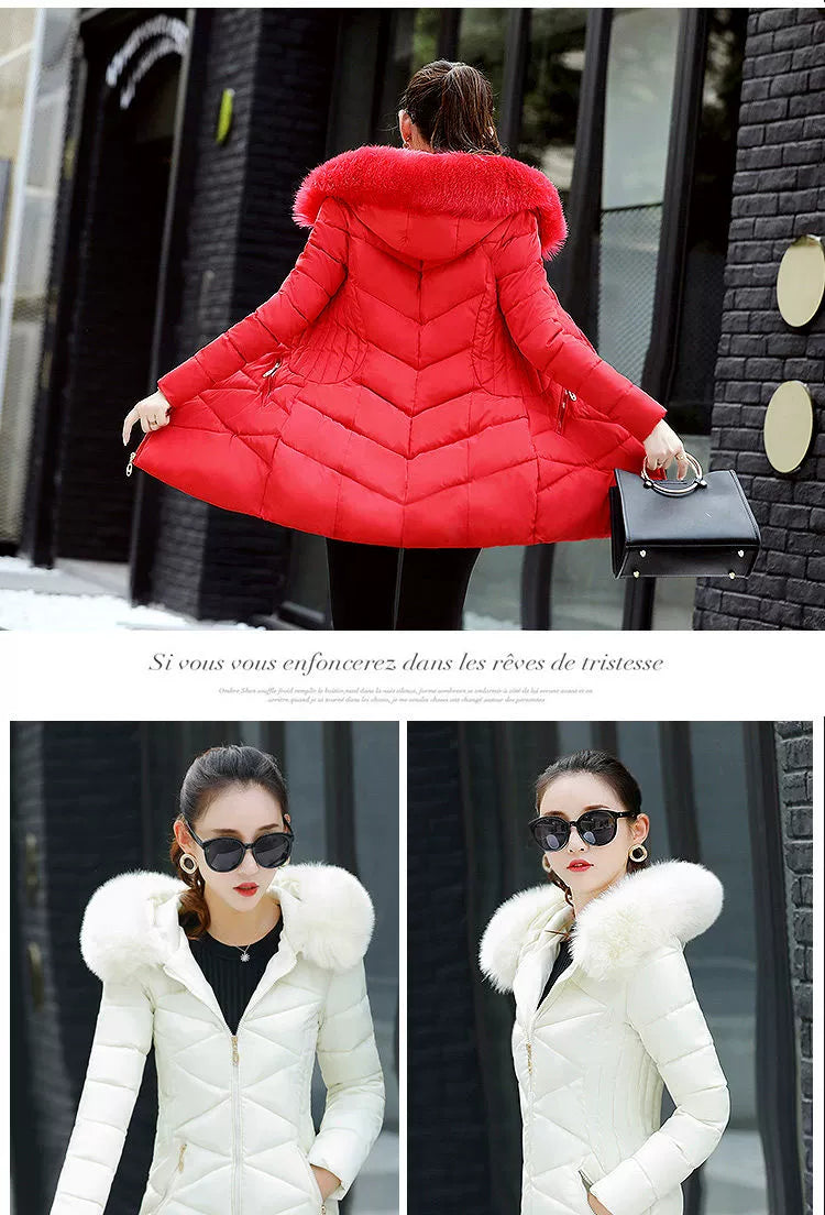 Mid Length Long Length Winter Cotton-Padded Jacket Slim-Fit Women's down Jacket