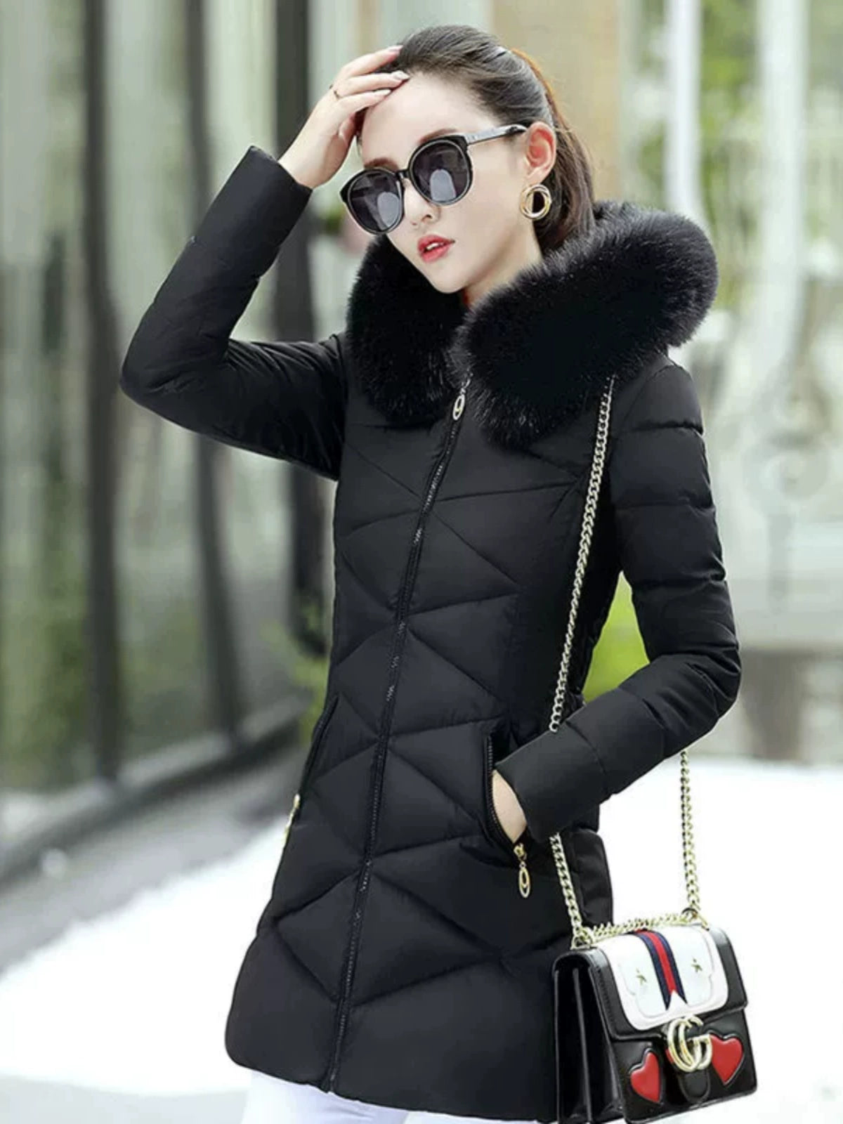 Mid Length Long Length Winter Cotton-Padded Jacket Slim-Fit Women's down Jacket