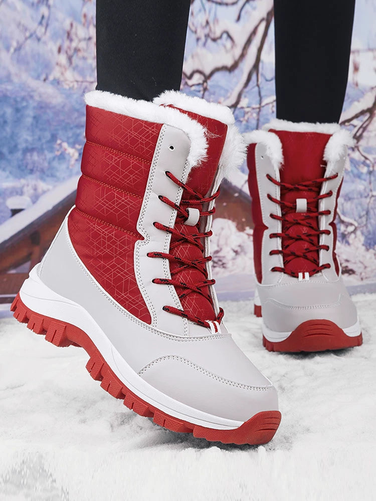 Winter Women's Shoes Huaqiang Warrior Fleece-lined Thickening Thermal Cotton Shoes Non Slip Knee Socks Thick Cotton Boots Student Soft Bottom Snow Boots