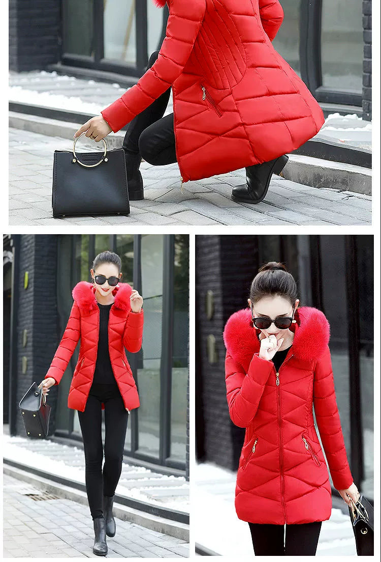 Mid Length Long Length Winter Cotton-Padded Jacket Slim-Fit Women's down Jacket