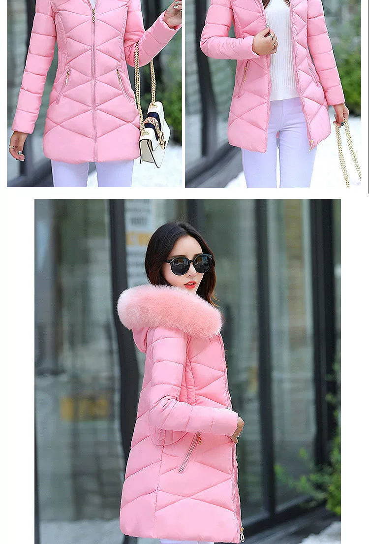 Mid Length Long Length Winter Cotton-Padded Jacket Slim-Fit Women's down Jacket