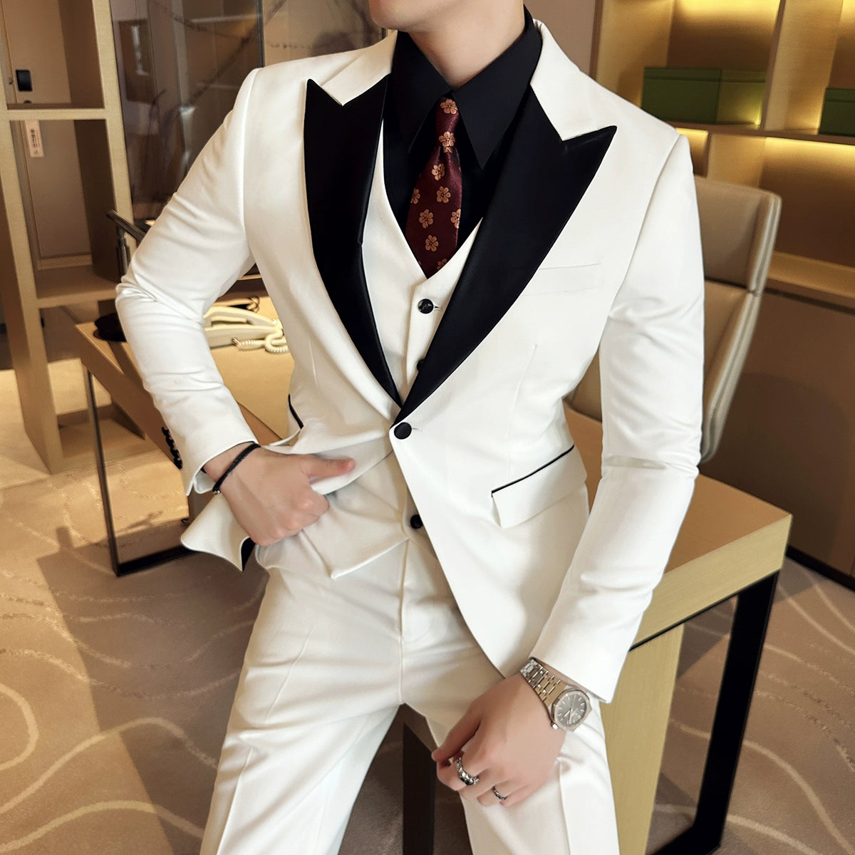 Wedding Silm Business Simplicity Three-Piece Suit for Bridegroom