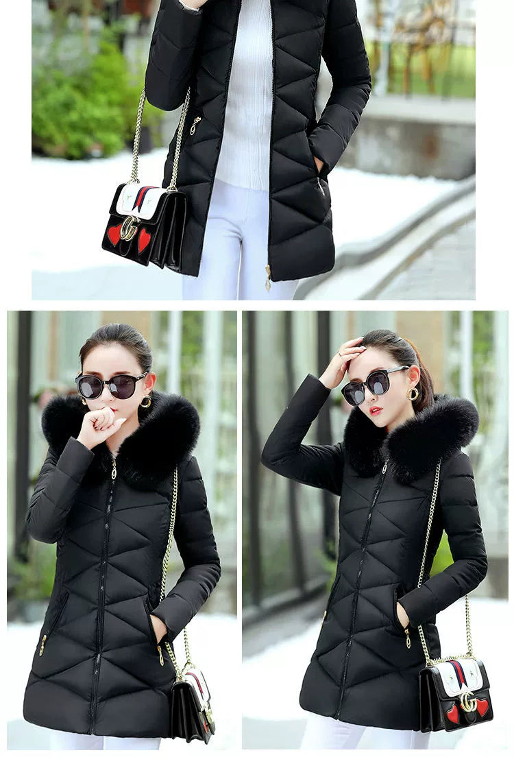 Mid Length Long Length Winter Cotton-Padded Jacket Slim-Fit Women's down Jacket