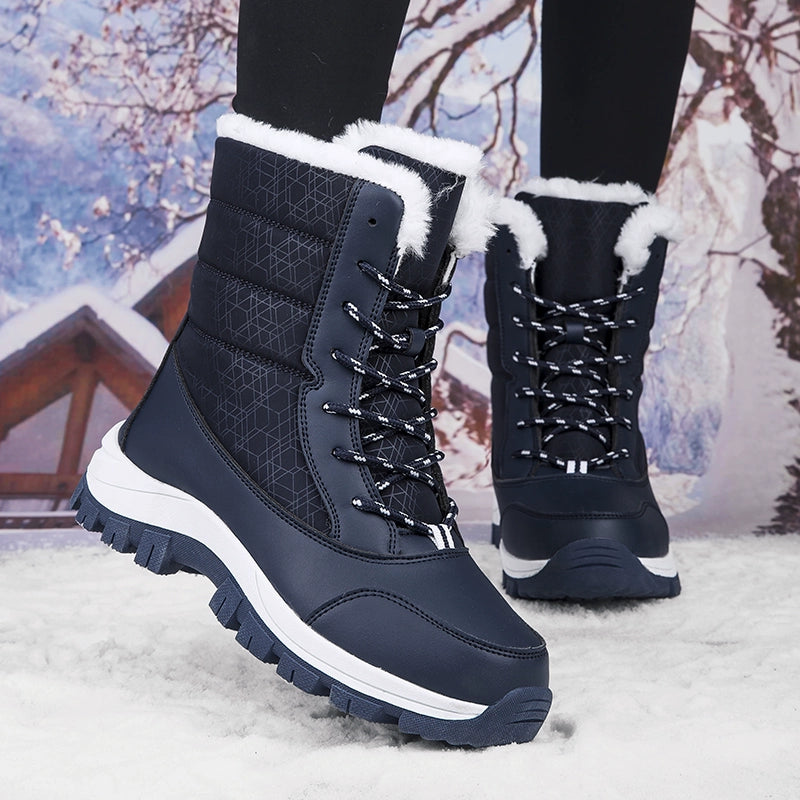 Winter New Women's Shoes Fleece-lined Thickening Thermal Cotton Shoes Leather Waterproof Non Slip Thick Cotton Boots Northeast Outdoor Snow Boots