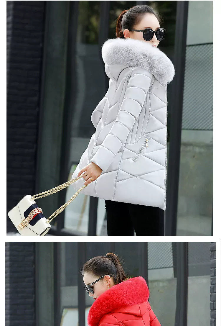 Mid Length Long Length Winter Cotton-Padded Jacket Slim-Fit Women's down Jacket