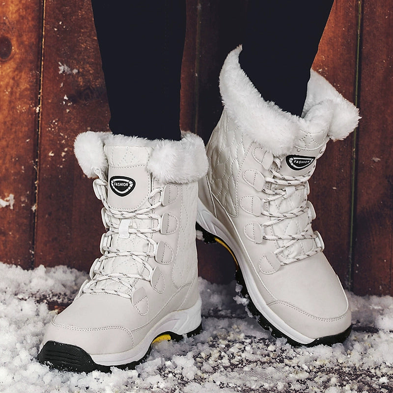 Winter Outdoors Northeast Travel Snow Boots for Women Thickened Waterproof Non-Slip Dr. Martens Boots Fleece Lined Leather Non-Slip Cotton-Padded Boots