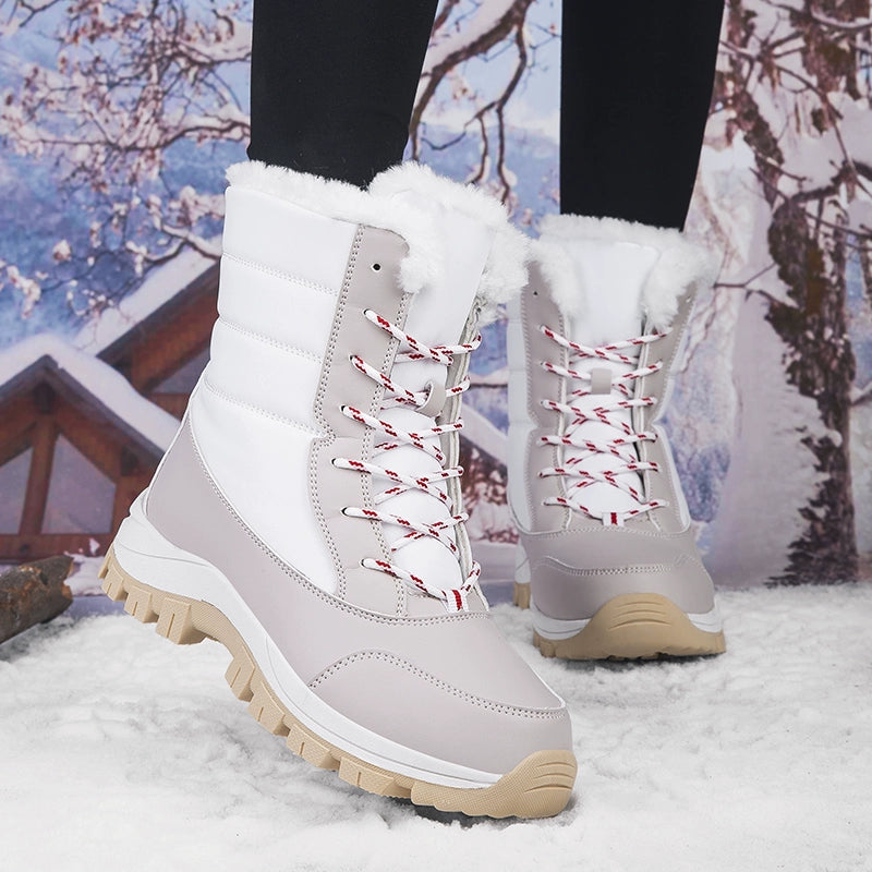 Winter New Women's Shoes Fleece-lined Thickening Thermal Cotton Shoes Leather Waterproof Non Slip Thick Cotton Boots Northeast Outdoor Snow Boots