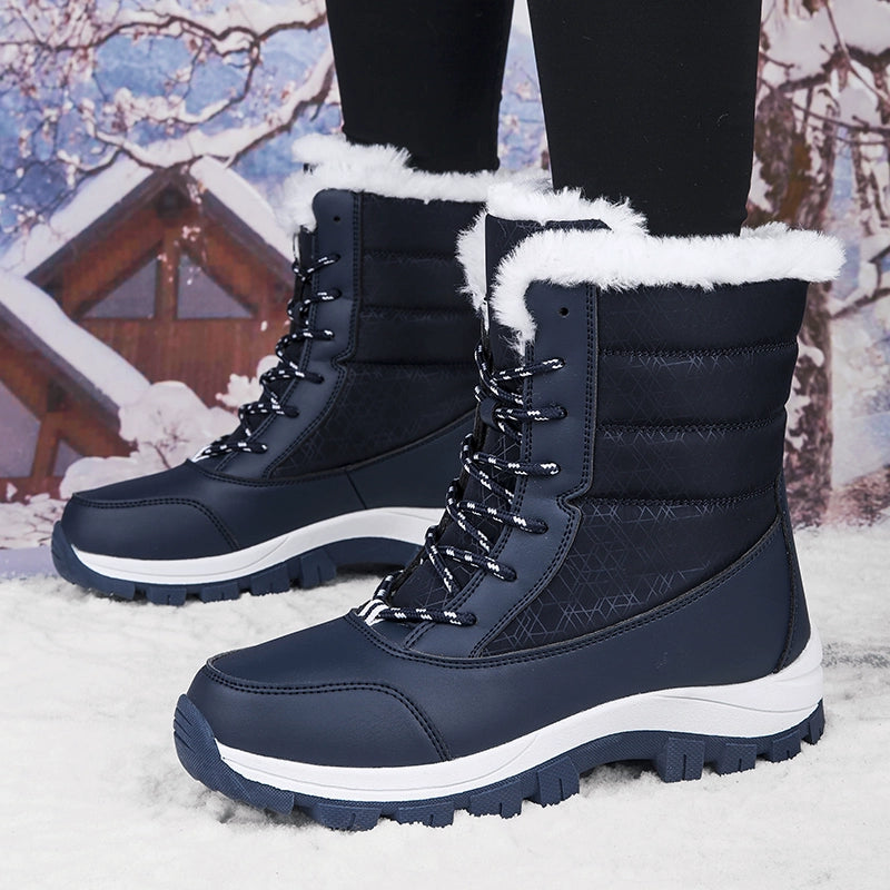 Winter New Women's Shoes Fleece-lined Thickening Thermal Cotton Shoes Leather Waterproof Non Slip Thick Cotton Boots Northeast Outdoor Snow Boots