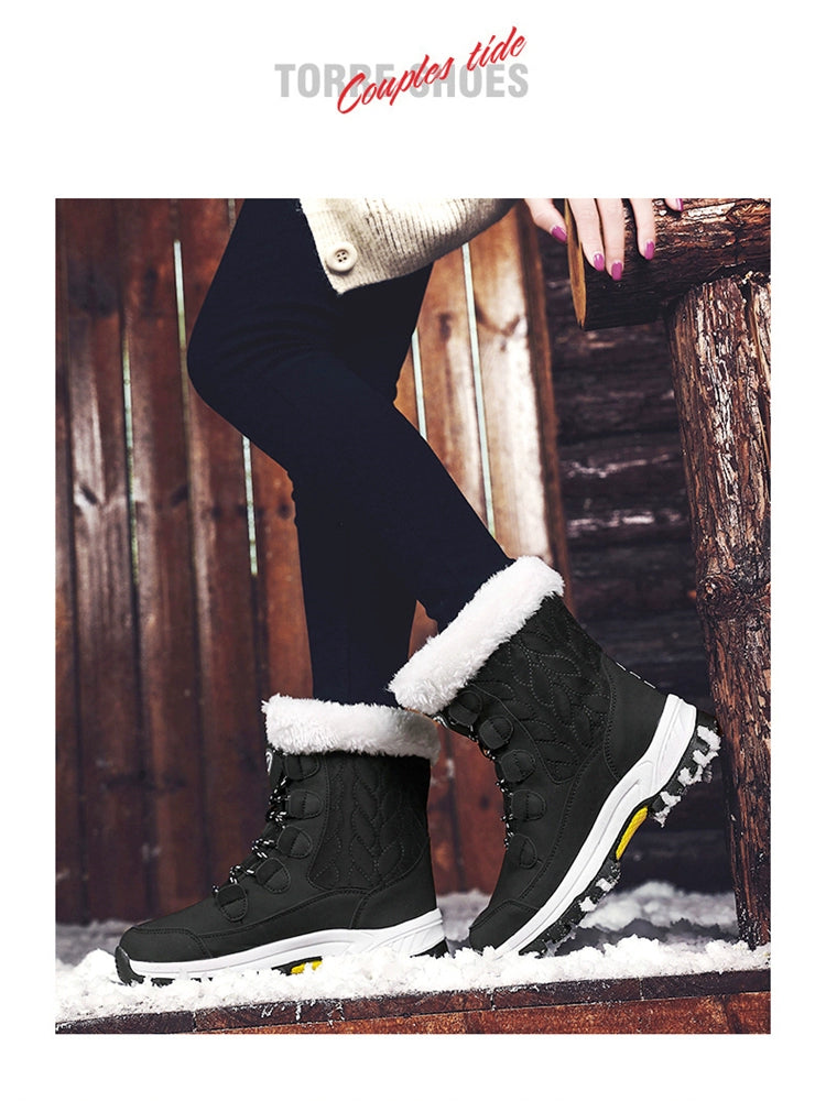 Winter Outdoors Northeast Travel Snow Boots for Women Thickened Waterproof Non-Slip Dr. Martens Boots Fleece Lined Leather Non-Slip Cotton-Padded Boots