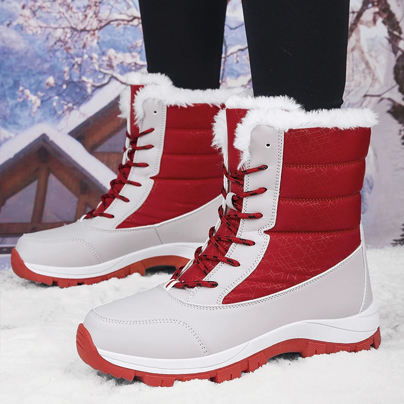 Winter New Women's Shoes Fleece-lined Thickening Thermal Cotton Shoes Leather Waterproof Non Slip Thick Cotton Boots Northeast Outdoor Snow Boots