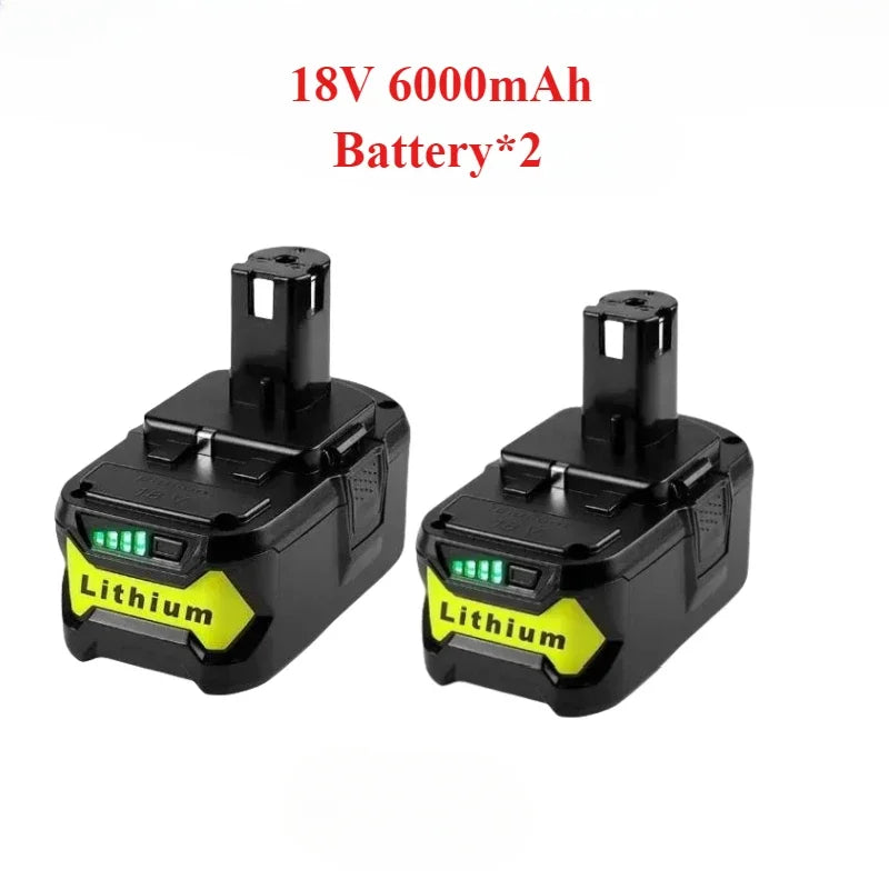 18V 6000mAh For RYOBI P108 One+ Plus Battery 18 Volt Lithium-Ion Power Tools Battery P104 P107 P108 RB18L20 RB18L50 RB18L40