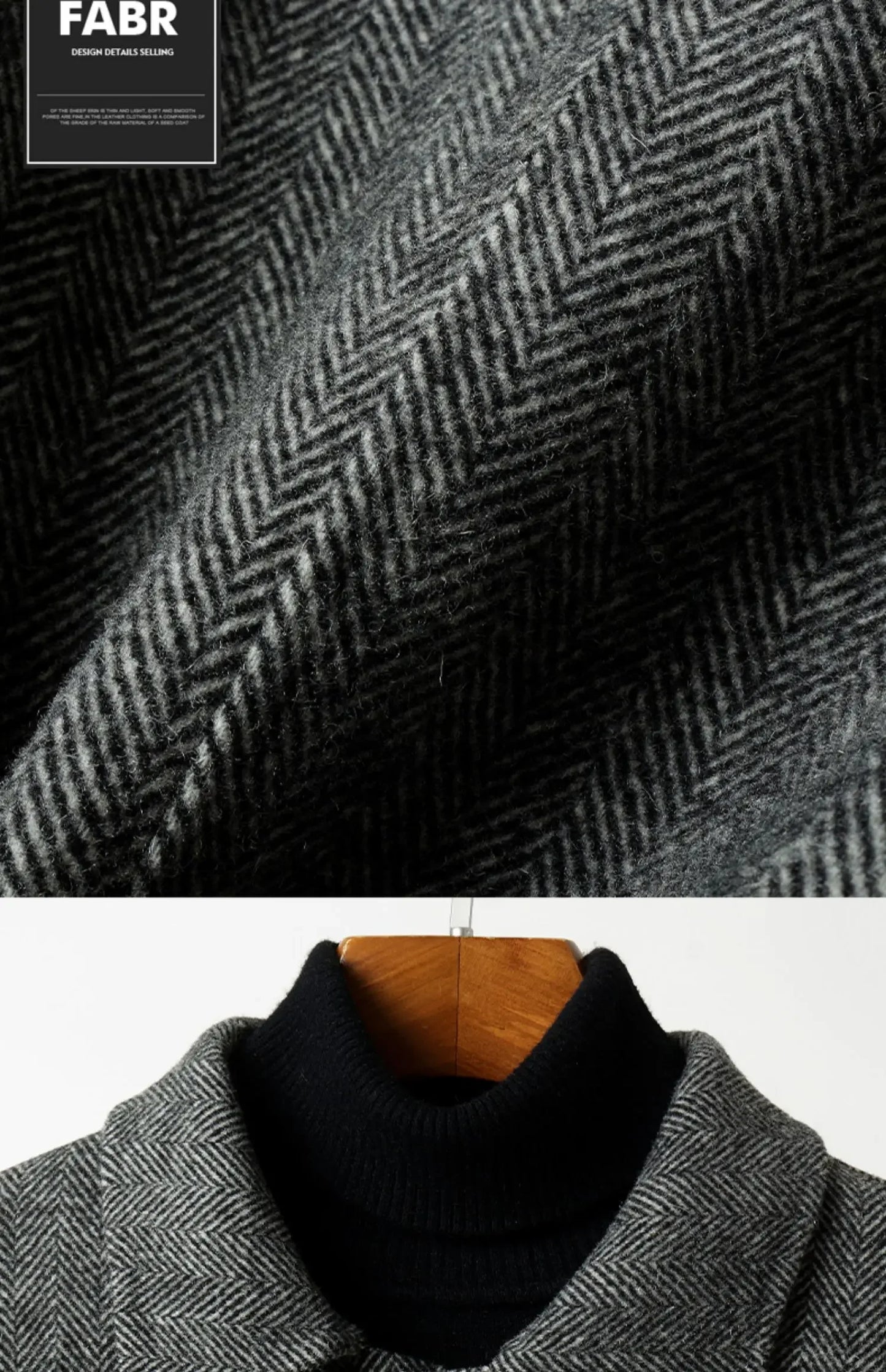 Autumn Winter Herringbone 100% Wool Coats for Men Belt Business Casual Double Sided Woolen Jacket Men's Long Coat Male Clothing