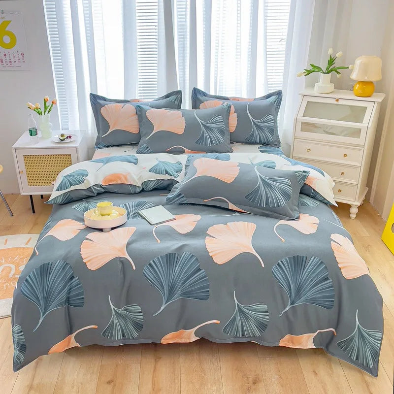 Long Staple Cotton Bed with Four Piece Thick Matte Sheets, Duvet Covers, Bedding