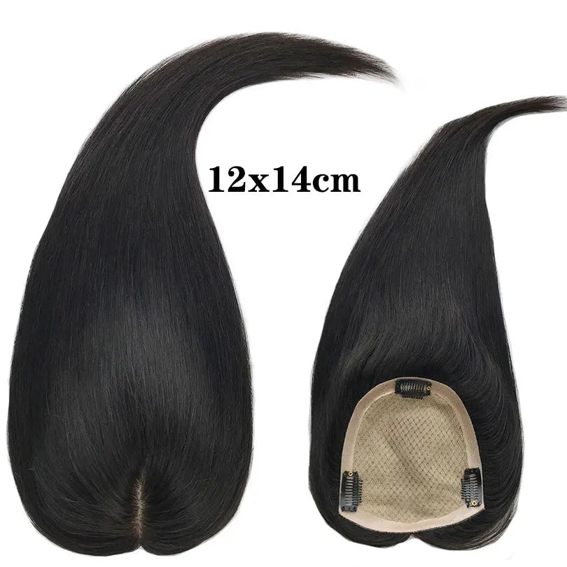 4 Sizes Silk Base Virgin Human Hair Women Toppers 3 Clips Natural Scalp Top Base Black Brown Color For White Women