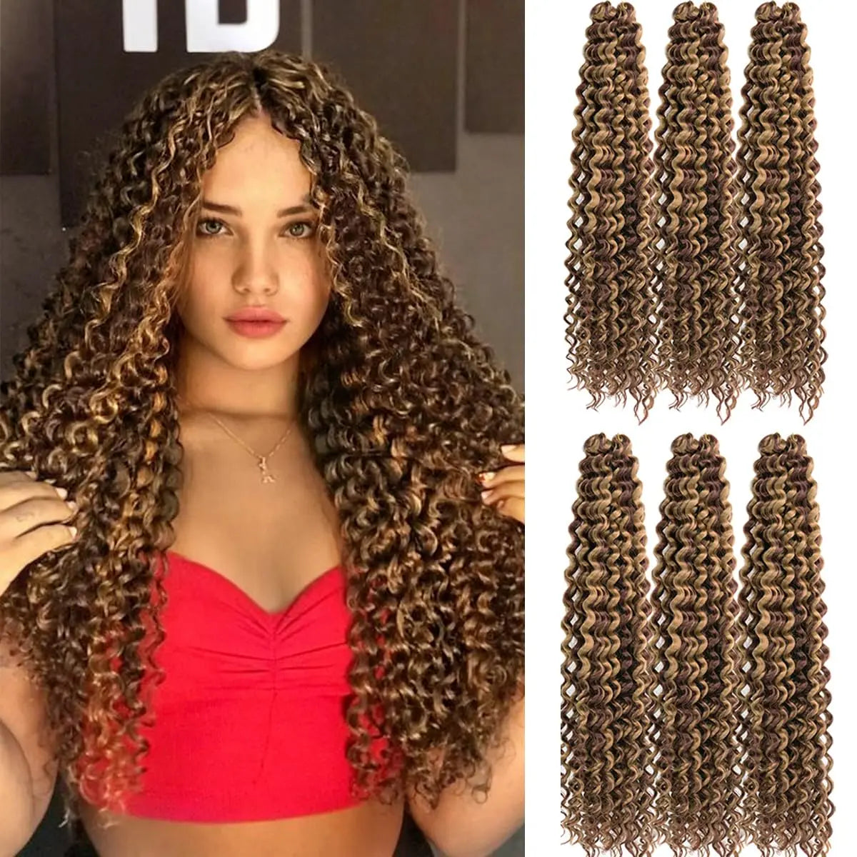 Synthetic Ocean Wave Free Tress Crochet Braiding Hair Soft Afro Curls Deep Wave Hair Extensions For Women Water Wave Hair