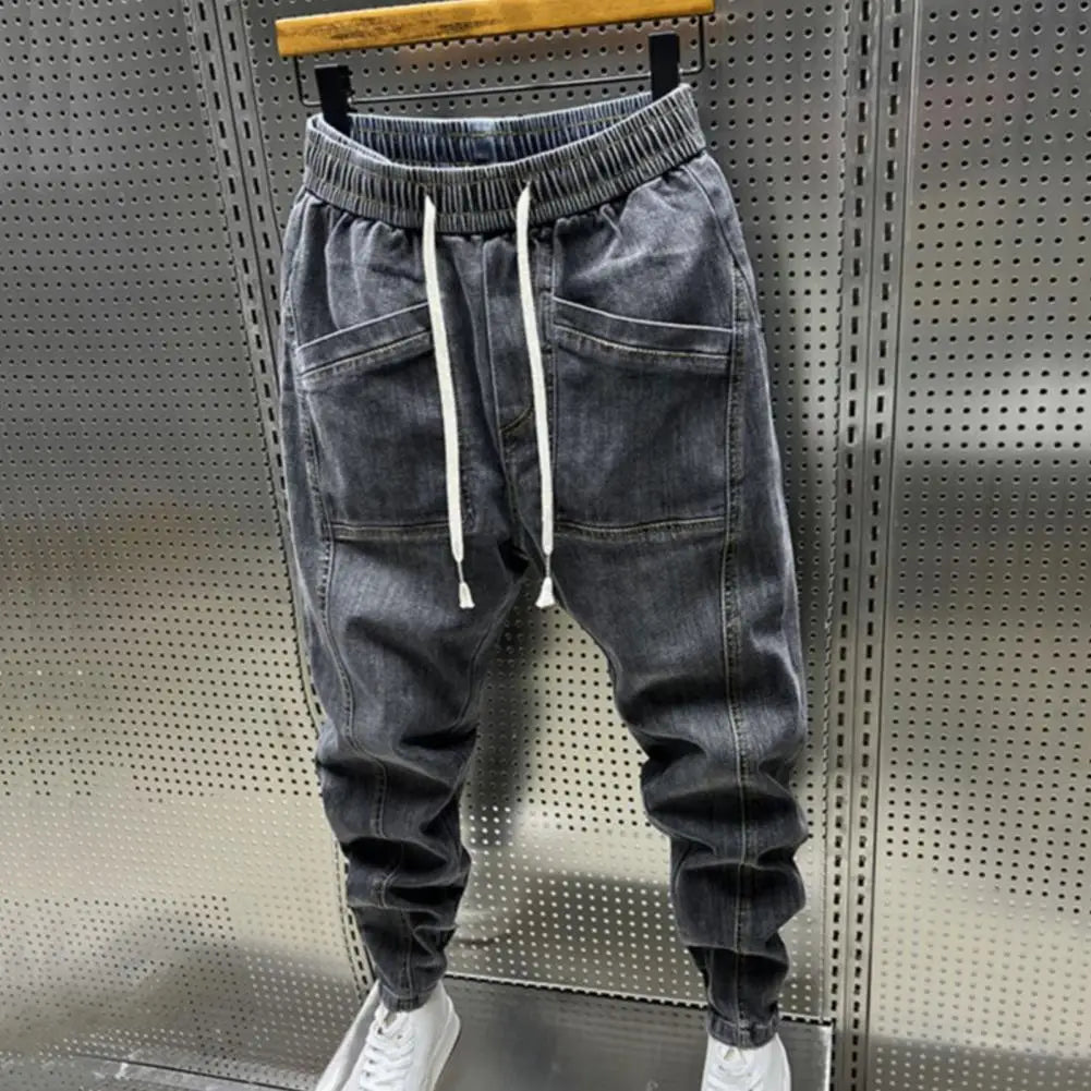 Men's Jeans Fashion Casual Jogger Harem Denim Pants Hip Hop elastic waist Letter printing jeans Male Trousers 2024 spring new