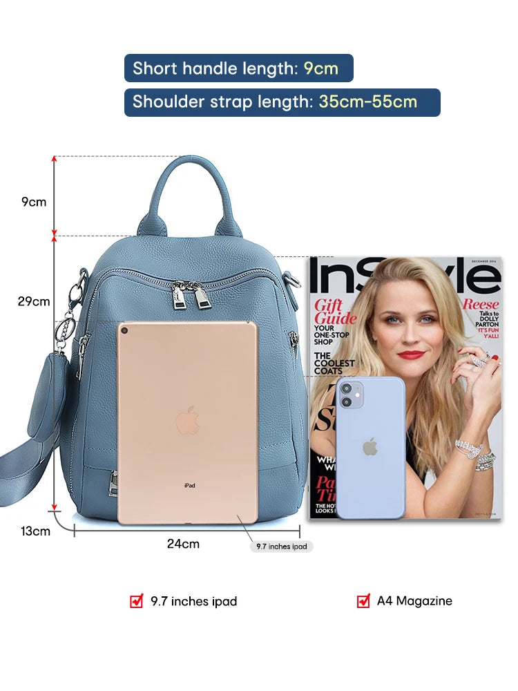 Zency Genuine Leather Women's Backpack High Quality School Bag Travel Female Shopper Shoulder Bag Satchel Rucksack Commuter 2024