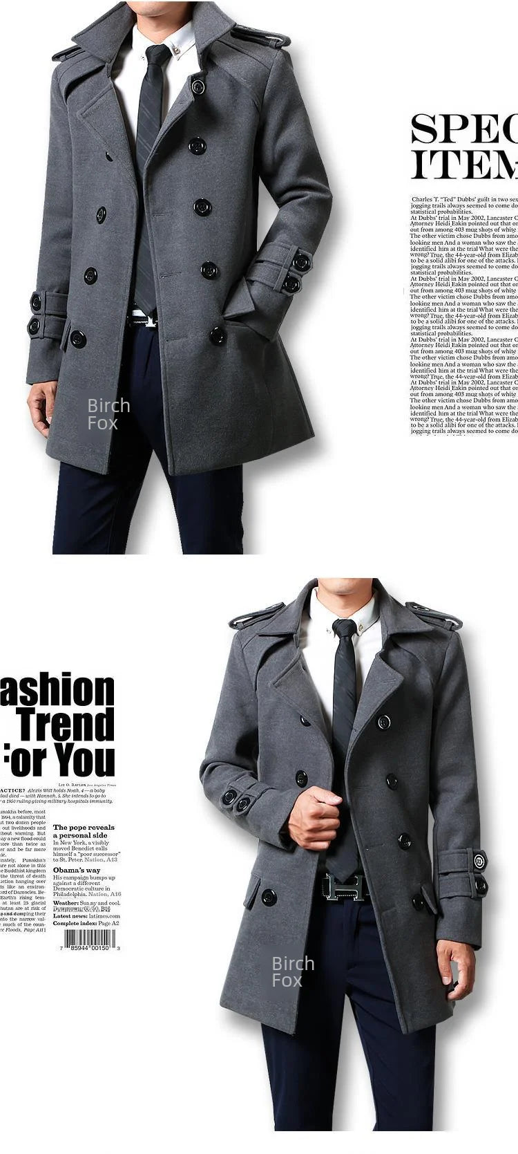 Winter Woolen Overcoat Men Medium-length Fleece-lined Thickened Trendy Wool Jacket For Autumn/winter Season