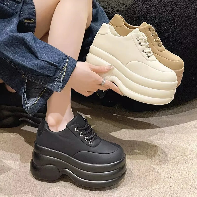 New White Hidden Wedge Heels Sneakers Casual Shoes Woman High Platform Shoes Women High Heels Wedges Shoes Zapatillas De Deporte