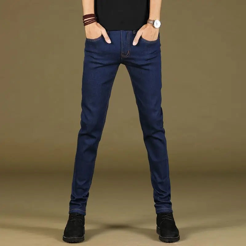 Fashion Luxury Clothing Designer Washed Men's Slim Fit Denim Jeans for Casual Wear Autumn Stretch Stylish Students Long Pants