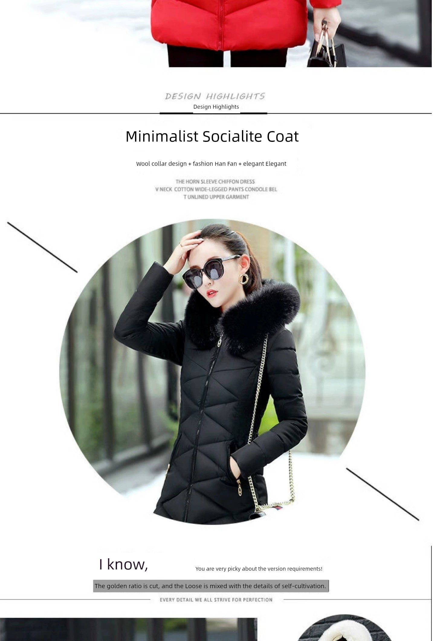 Mid Length Long Length Winter Cotton-Padded Jacket Slim-Fit Women's down Jacket