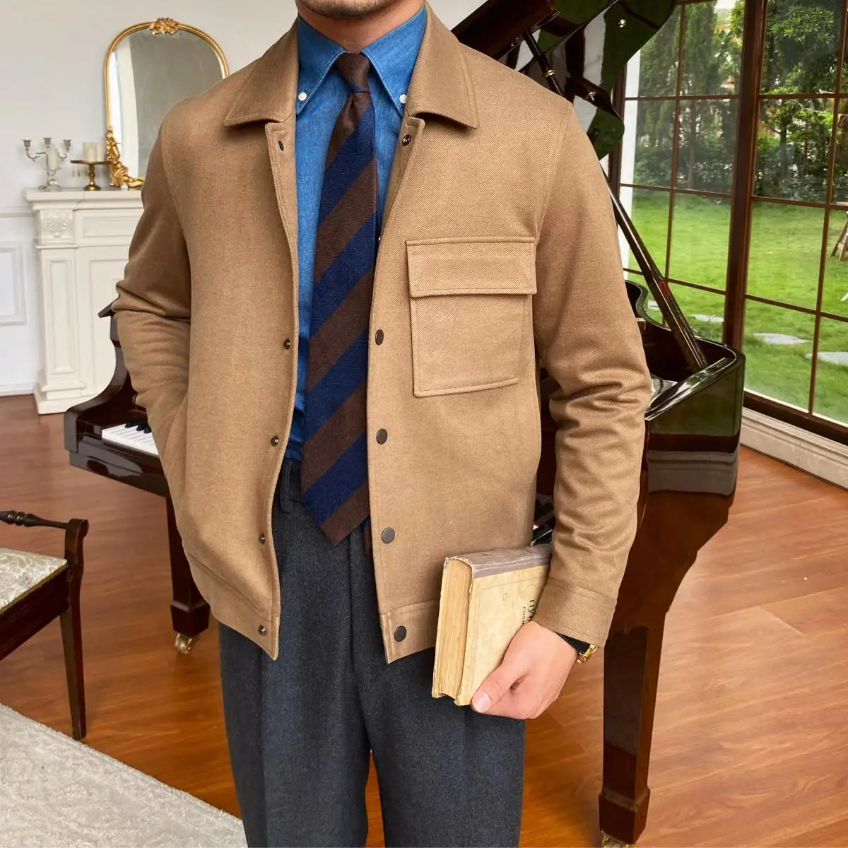 Spring Men's Fashion Long Trench Coat New Autumn Waterproof Loose Cotton Windbreaker Jacket Male Solid Double Breasted Outerwear