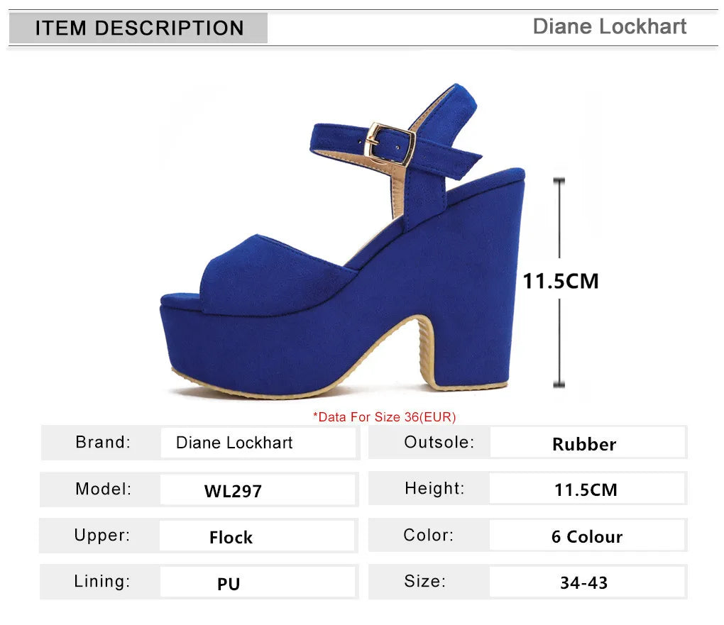 Woman Sandals High Heels Female Platform Ankle Strap Buckle Ladies Flock Wedge Shoes 2023 Summer Dropshipping Sandalias De Mujer